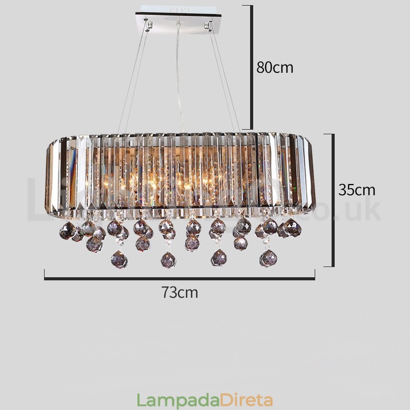 Lustre de cristal retangular de luxo acessível