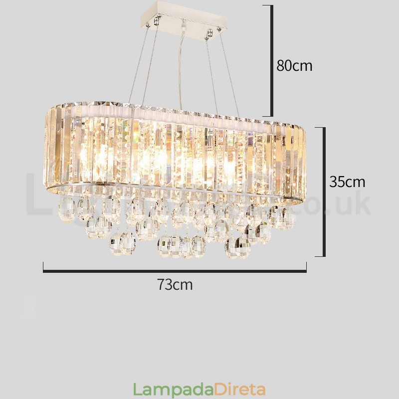 Lustre de cristal retangular de luxo acessível