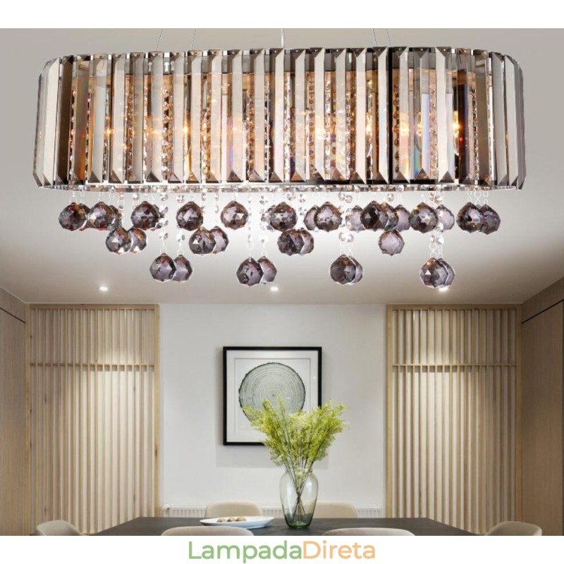 Lustre de cristal retangular de luxo acessível