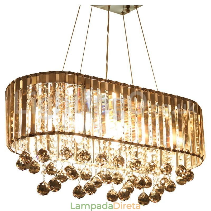 Lustre de cristal retangular de luxo acessível