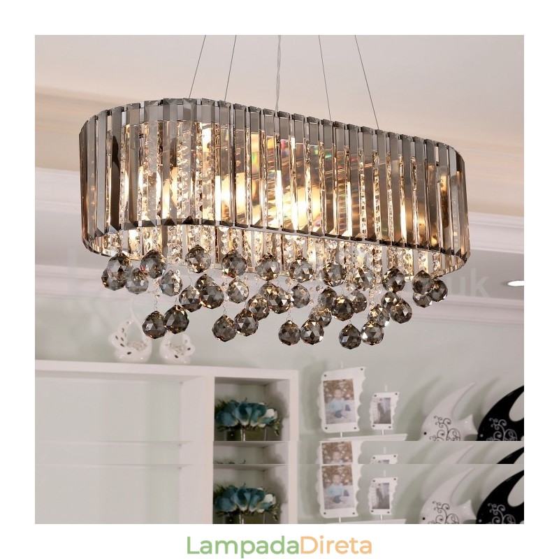 Lustre de cristal retangular de luxo acessível
