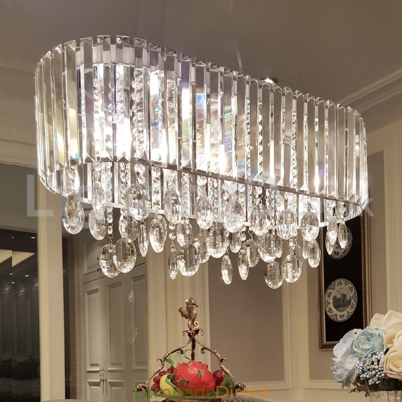 Lustre de cristal retangular de luxo acessível