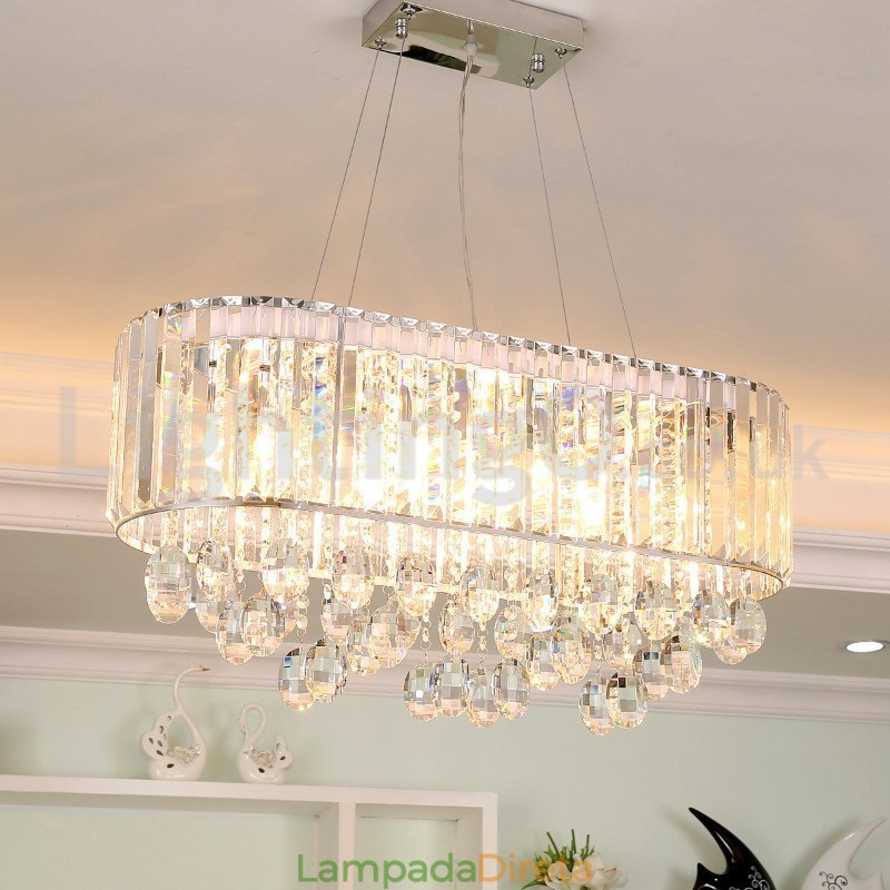 Lustre de cristal retangular de luxo acessível