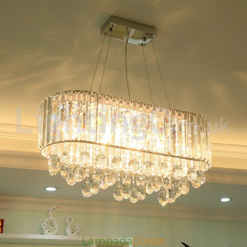 Lustre de cristal retangular de luxo acessível