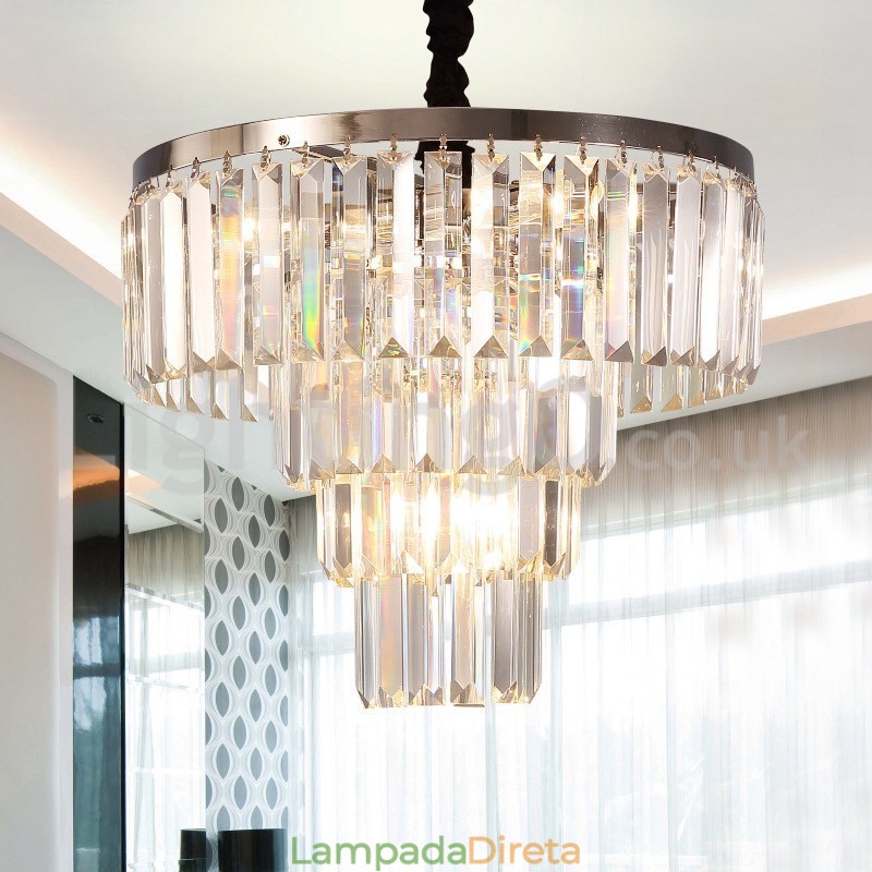 Elegante barato moderno 4 níveis redondo cristal pingente luz