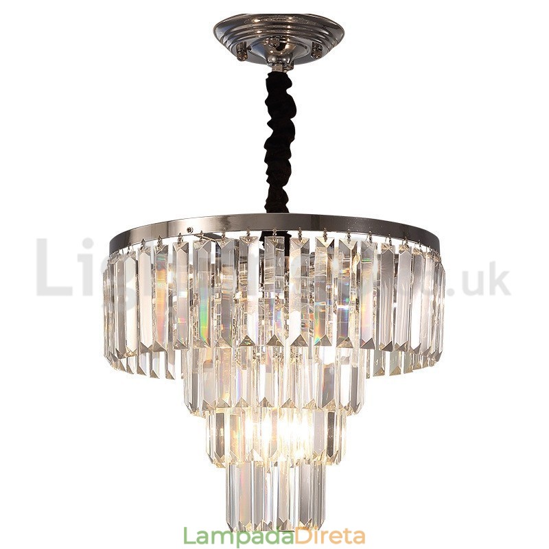 Elegante barato moderno 4 níveis redondo cristal pingente luz