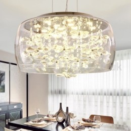 Moderno 40CM 50CM redondo transparente abajur de vidro cristal pingente luz