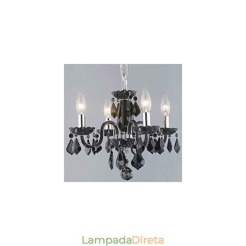 Lustre de cristal em destaque com 4 luzes em preto