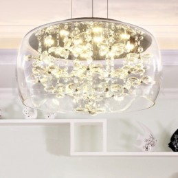 Moderno 40CM 50CM redondo transparente abajur de vidro cristal pingente luz