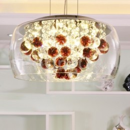Moderno 40CM 50CM redondo transparente abajur de vidro cristal pingente luz