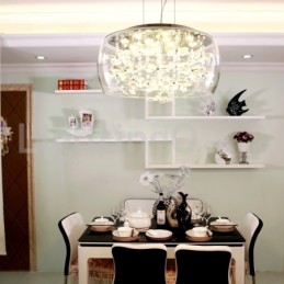 Moderno 40CM 50CM redondo transparente abajur de vidro cristal pingente luz