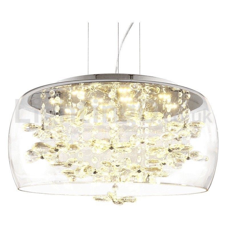 Moderno 40CM 50CM redondo transparente abajur de vidro cristal pingente luz