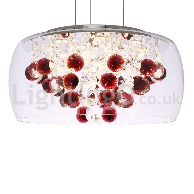 Moderno 40CM 50CM redondo transparente abajur de vidro cristal pingente luz