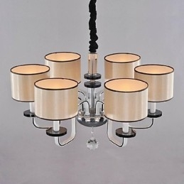 Lustre moderno contemporâneo de cristal cromado em metal