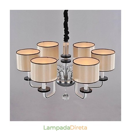 Lustre moderno contemporâneo de cristal cromado em metal Lustre moderno contemporâneo de cristal cromado em metal
