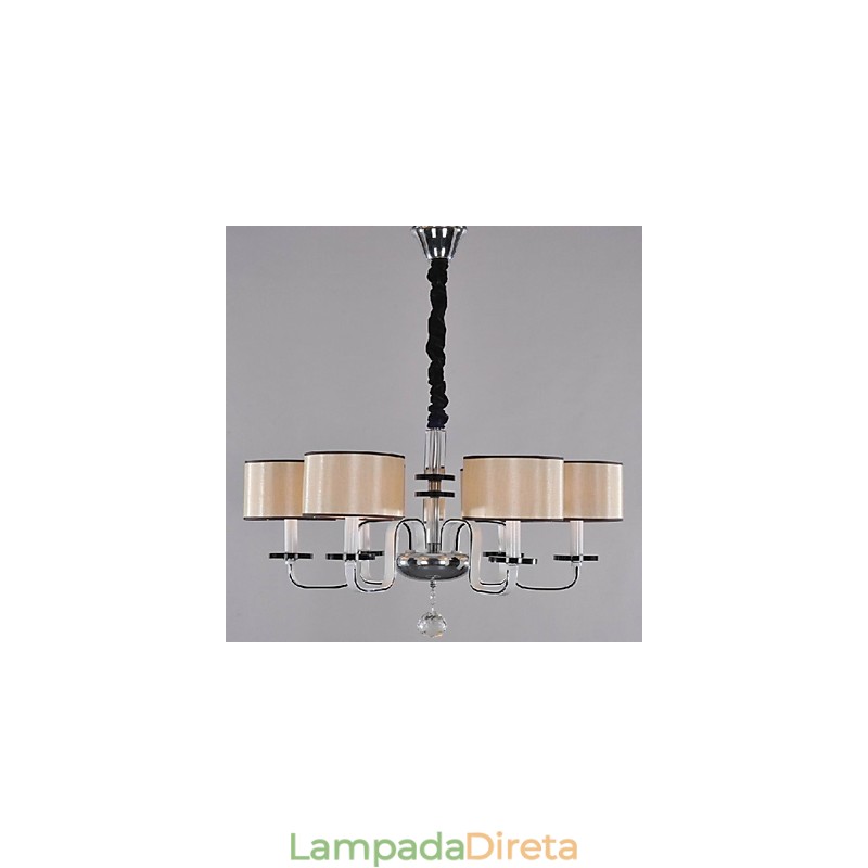 Lustre moderno contemporâneo de cristal cromado em metal