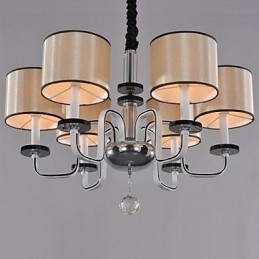 Lustre moderno contemporâneo de cristal cromado em metal