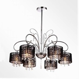 Lustre moderno contemporâneo de cristal cromado em metal
