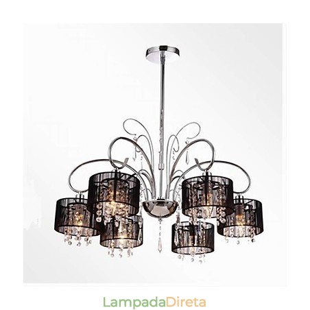 Lustre moderno contemporâneo de cristal cromado em metal Lustre moderno contemporâneo de cristal cromado em metal