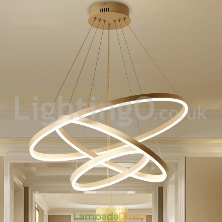 Luminária pendente moderna de três círculos com controle remoto Luminária pendente moderna de três círculos com controle remoto