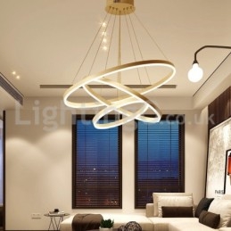 Luminária pendente moderna de três círculos com controle remoto