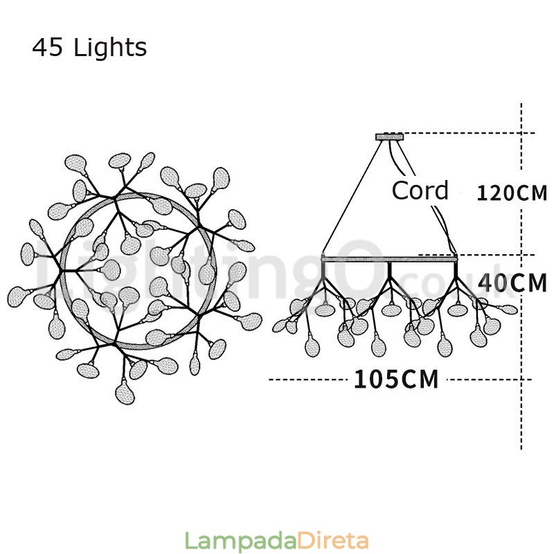 Lustre de luxo pós-moderno redondo Fireflies