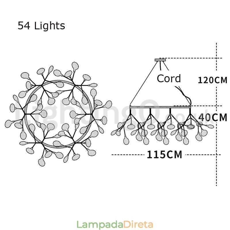 Lustre de luxo pós-moderno redondo Fireflies