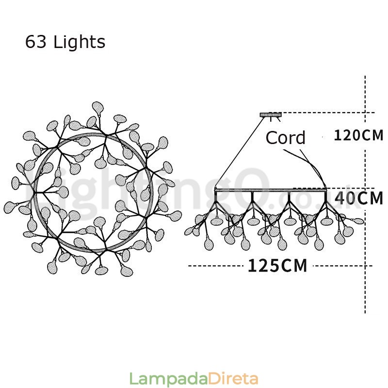 Lustre de luxo pós-moderno redondo Fireflies