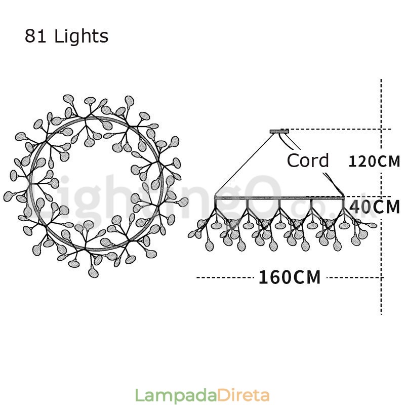 Lustre de luxo pós-moderno redondo Fireflies