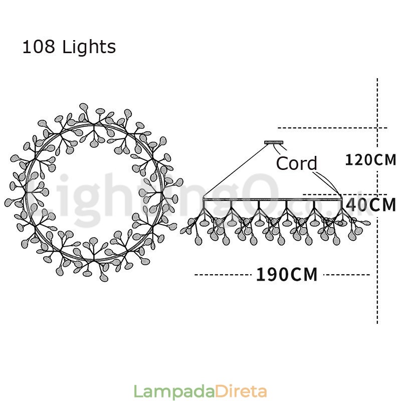 Lustre de luxo pós-moderno redondo Fireflies