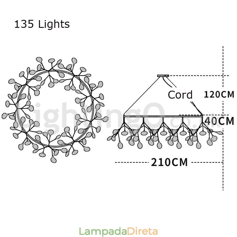 Lustre de luxo pós-moderno redondo Fireflies
