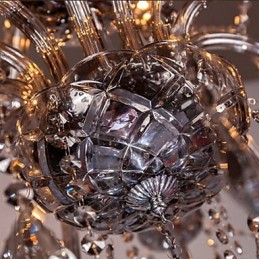 Lustre de cristal europeu de 6 luzes em vidro e cristal de cor cinza