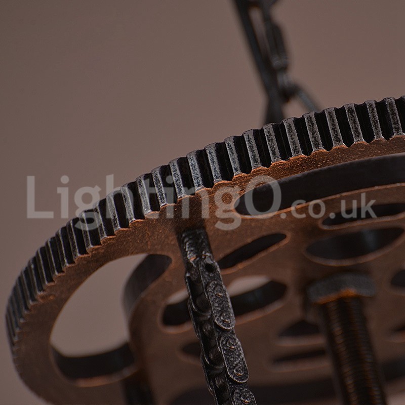 Retro Iron Gear Pendant Light Café