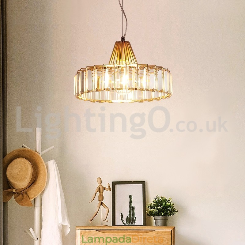 Luminária pendente de cristal nórdica de cabeça única