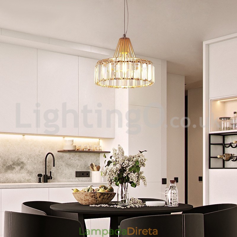 Luminária pendente de cristal nórdica de cabeça única