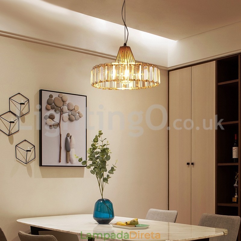 Luminária pendente de cristal nórdica de cabeça única