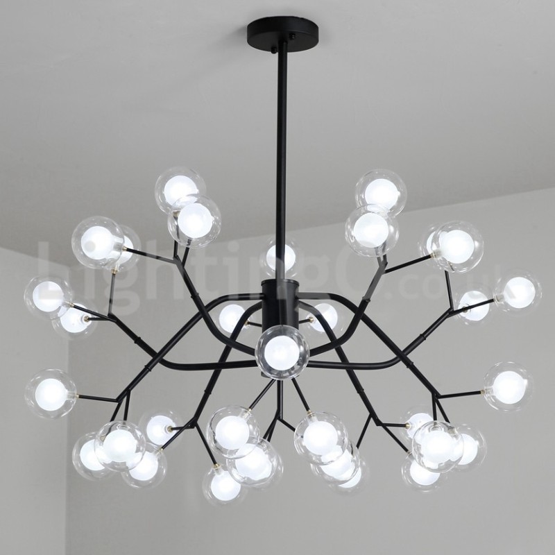 Lustre estilo nórdico Magic Bean Lustre pequeno de vidro transparente e transparente com bola de bolhas
