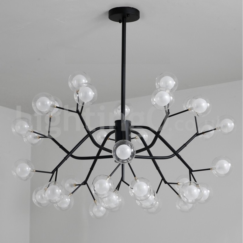 Lustre estilo nórdico Magic Bean Lustre pequeno de vidro transparente e transparente com bola de bolhas