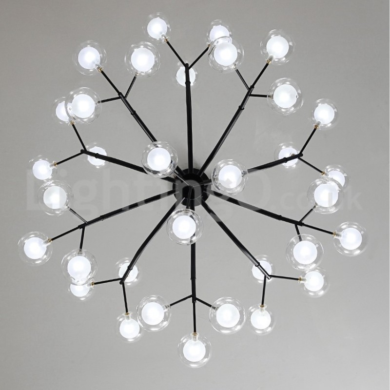 Lustre estilo nórdico Magic Bean Lustre pequeno de vidro transparente e transparente com bola de bolhas