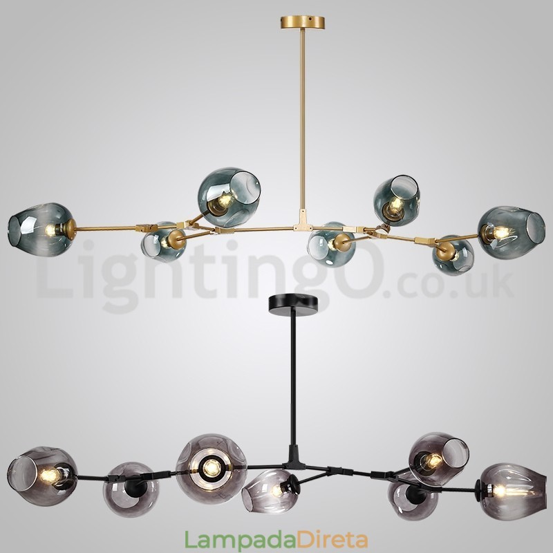 Lustre nórdico moderno de vidro mágico com lustre molecular