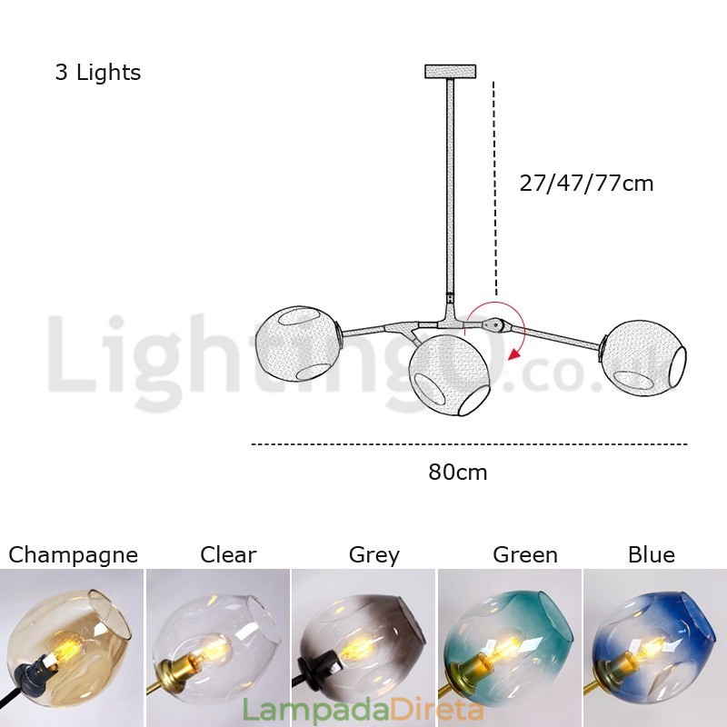 Lustre nórdico moderno de vidro mágico com lustre molecular