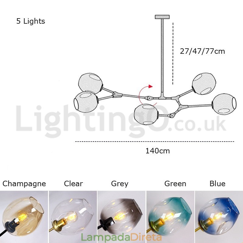 Lustre nórdico moderno de vidro mágico com lustre molecular