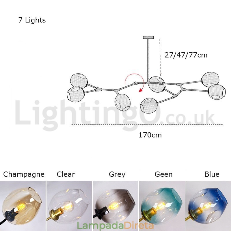 Lustre nórdico moderno de vidro mágico com lustre molecular