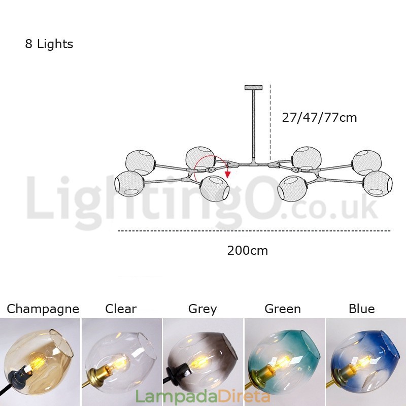 Lustre nórdico moderno de vidro mágico com lustre molecular