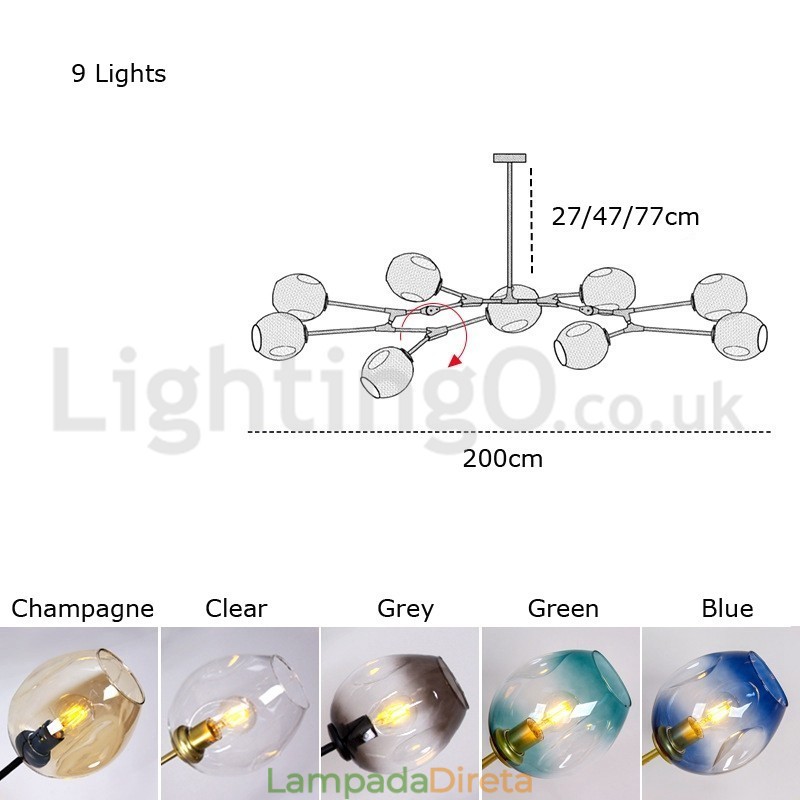 Lustre nórdico moderno de vidro mágico com lustre molecular