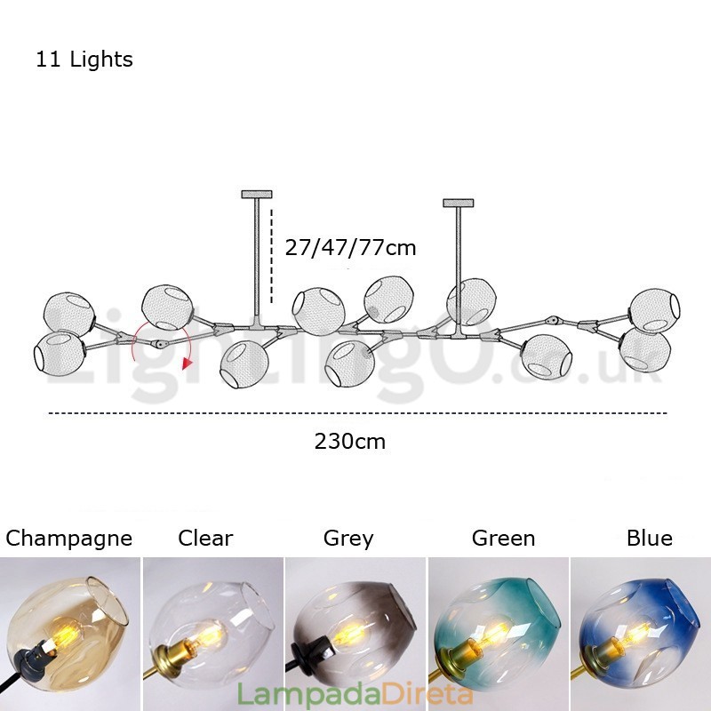 Lustre nórdico moderno de vidro mágico com lustre molecular