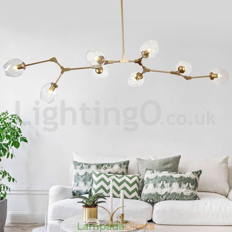 Lustre nórdico moderno de vidro mágico com lustre molecular