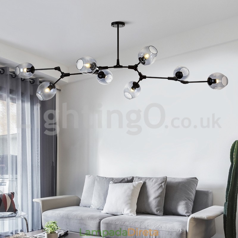 Lustre nórdico moderno de vidro mágico com lustre molecular