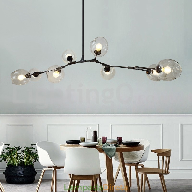 Lustre nórdico moderno de vidro mágico com lustre molecular