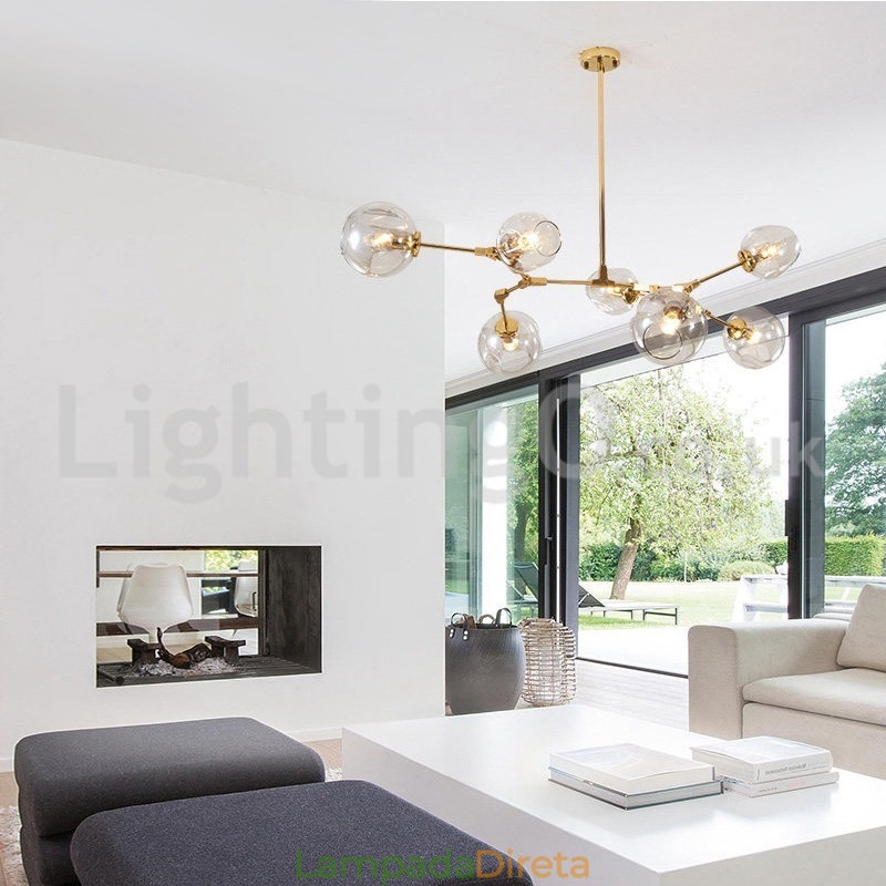 Lustre nórdico moderno de vidro mágico com lustre molecular